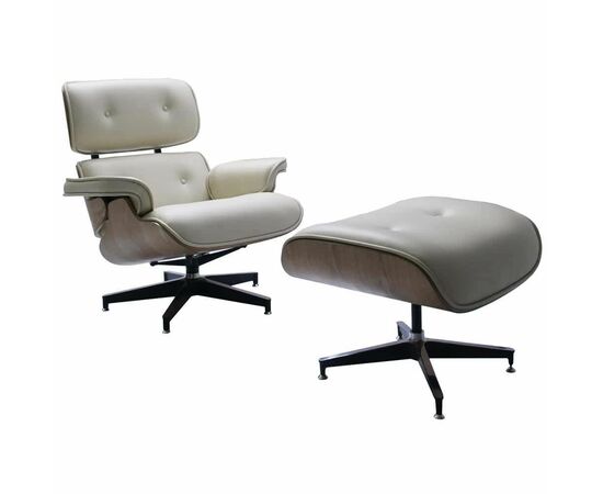 Кресло EAMES LOUNGE CHAIR и оттоманка EAMES LOUNGE CHAIR бежевые, Цвет: Бежевый | Интернет магазин мебели и декора LifeDekor