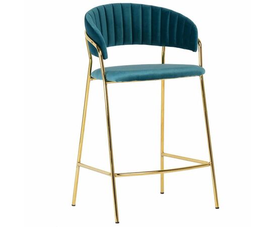 Стул полубарный Turin бирюзовый с золотыми ножками, Цвет: Бирюзовый | Интернет магазин мебели и декора LifeDekor