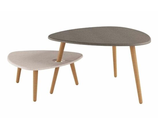 Стол журнальный "Стилгрей" (Серый лен/бежевый лен) | Интернет магазин мебели и декора LifeDekor