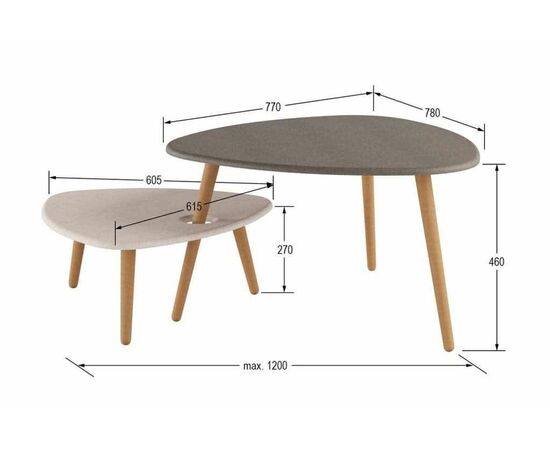 Стол журнальный "Стилгрей" (Серый лен/бежевый лен), изображение 3 | Интернет магазин мебели и декора LifeDekor