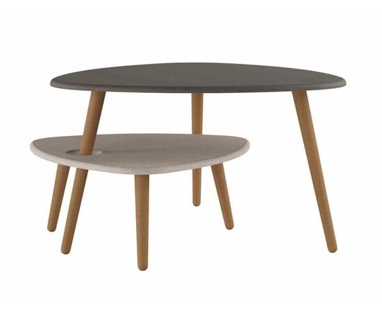 Стол журнальный "Стилгрей" (Серый лен/бежевый лен), изображение 2 | Интернет магазин мебели и декора LifeDekor