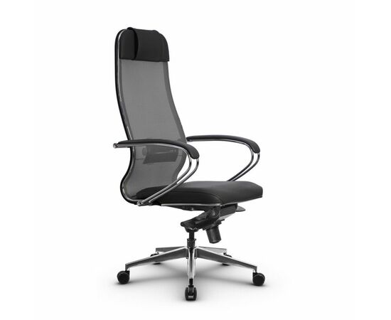 Metta L 1m 36/K_17839_Сетка X2 - Светло-серый_Кожа перфорированная NewLeather - Серый | Интернет магазин мебели и декора LifeDekor