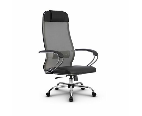 Metta L 1m 36/K_17833_Сетка X2 - Светло-серый_Кожа перфорированная NewLeather - Серый, изображение 4 | Интернет магазин мебели и декора LifeDekor