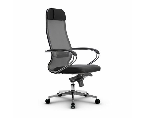 Metta L 1m 36/K_17841_Сетка X2 - Светло-серый_Кожа перфорированная NewLeather - Серый | Интернет магазин мебели и декора LifeDekor