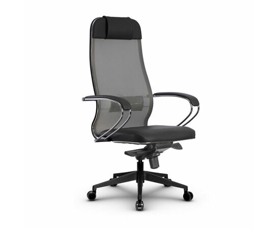 Metta L 1m 36/K_17840_Сетка X2 - Светло-серый_Кожа перфорированная NewLeather - Серый, изображение 4 | Интернет магазин мебели и декора LifeDekor