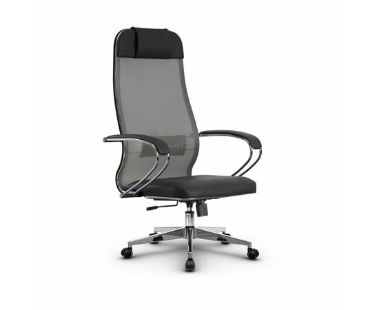 Metta L 1m 36/K_17834_Сетка X2 - Светло-серый_Кожа перфорированная NewLeather - Серый, изображение 4 | Интернет магазин мебели и декора LifeDekor