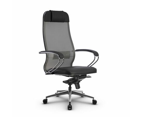 Metta L 1m 36/K_17839_Сетка X2 - Светло-серый_Кожа перфорированная NewLeather - Серый, изображение 4 | Интернет магазин мебели и декора LifeDekor