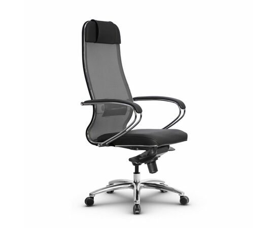 Metta L 1m 36/K_17838_Сетка X2 - Светло-серый_Кожа перфорированная NewLeather - Серый | Интернет магазин мебели и декора LifeDekor