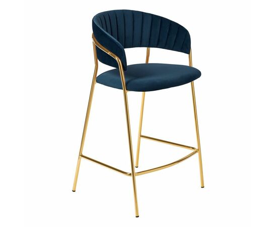 Стул полубарный Turin синий с золотыми ножками | Интернет магазин мебели и декора LifeDekor
