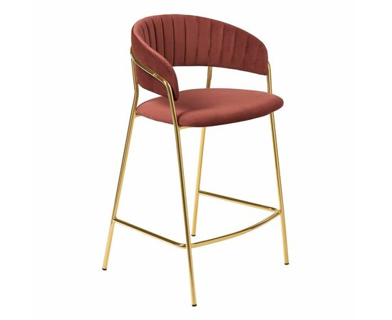 Стул полубарный Turin терракотовый, золотые ножки | Интернет магазин мебели и декора LifeDekor