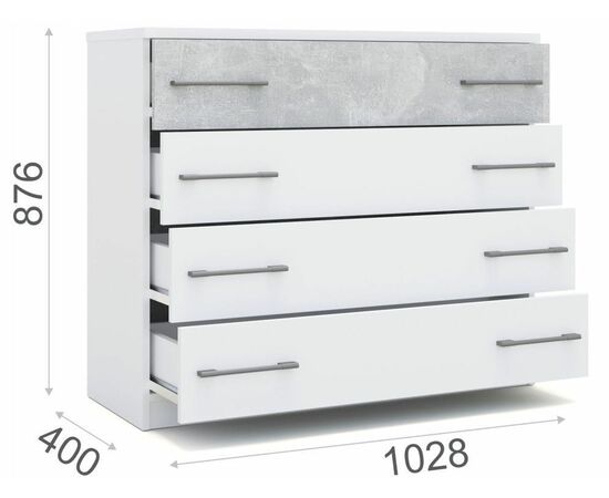 Спальня «Аврора» 4дв шк, Белый/Ателье светлый, изображение 13 | Интернет магазин мебели и декора LifeDekor