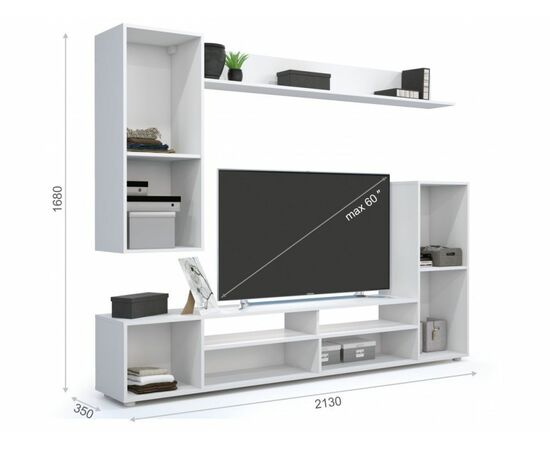 Стенка «Лия», Белый/белый глянец, изображение 12 | Интернет магазин мебели и декора LifeDekor