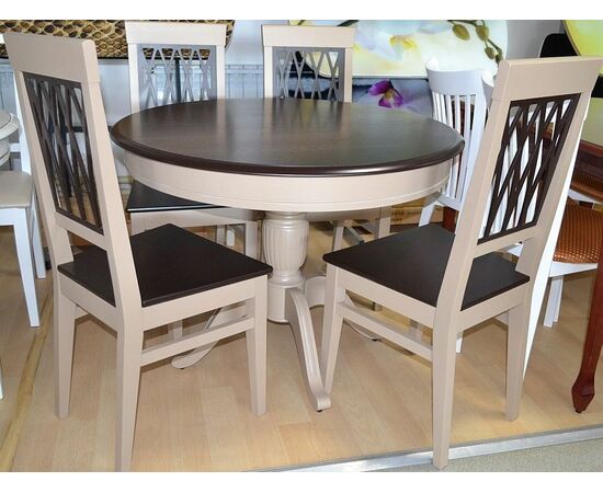 Стол «Леонардо-1» (D1000), комби 6 (слоновая кость+орех темный), изображение 11 | Интернет магазин мебели и декора LifeDekor