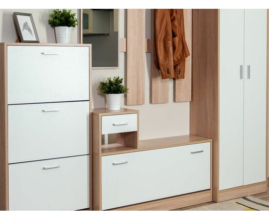 Прихожая «Интер» со шкафом, Дуб сонома/белый, изображение 12 | Интернет магазин мебели и декора LifeDekor