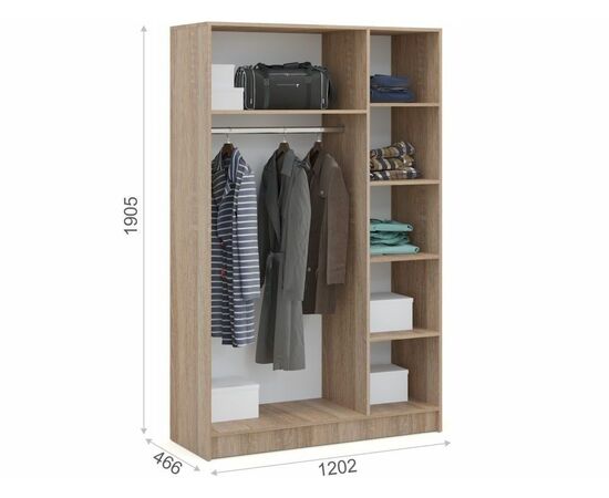 Шкаф «Алёна» 3-х дверный (без зеркал), Дуб сонома/Белый, изображение 3 | Интернет магазин мебели и декора LifeDekor