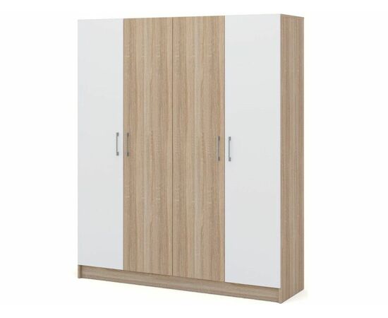 Шкаф «Алёна» 4-х дверный (без зеркал), Дуб сонома/Белый, изображение 2 | Интернет магазин мебели и декора LifeDekor