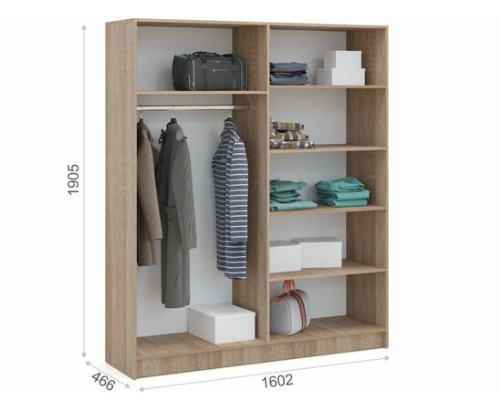 Шкаф «Алёна» 4-х дверный (без зеркал), Дуб сонома/Белый, изображение 3 | Интернет магазин мебели и декора LifeDekor