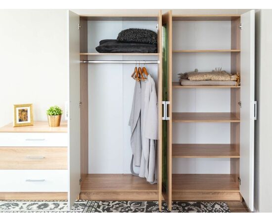 Шкаф «Алёна» 4-х дверный (без зеркал), Дуб сонома/Белый, изображение 4 | Интернет магазин мебели и декора LifeDekor