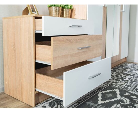 Комод «Алёна» 3ящ, Дуб сонома/Белый, изображение 4 | Интернет магазин мебели и декора LifeDekor