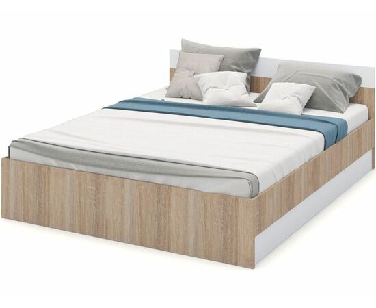 Кровать «Алёна» 160x200 с основанием, Дуб сонома/Белый, изображение 2 | Интернет магазин мебели и декора LifeDekor