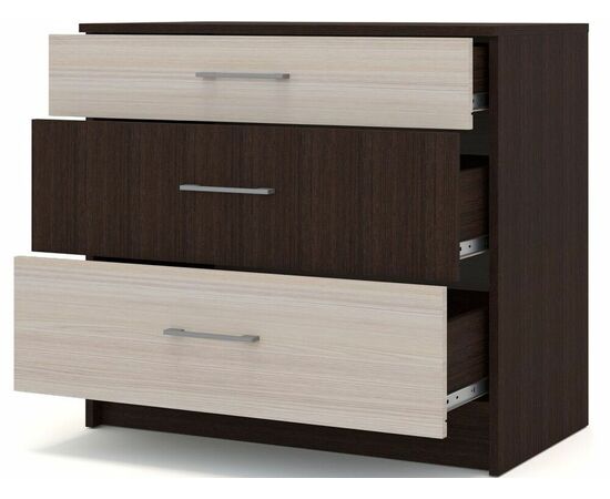 Комод «Алёна» 3ящ, Венге/Дуб молочный, изображение 3 | Интернет магазин мебели и декора LifeDekor