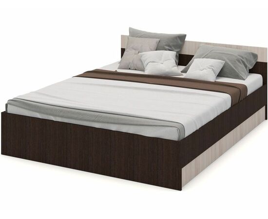Кровать «Алёна» 160x200 с основанием, Венге/Дуб молочный, изображение 2 | Интернет магазин мебели и декора LifeDekor