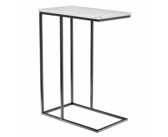 Придиванный столик Loft 50x30см, белый мрамор, чёрные ножки | Интернет магазин мебели и декора LifeDekor