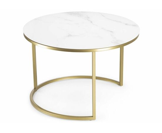Журнальный стол Плумерия белый мрамор / золото, изображение 2 | Интернет магазин мебели и декора LifeDekor