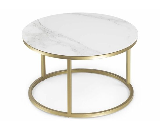 Журнальный стол Плумерия белый мрамор / золото, изображение 3 | Интернет магазин мебели и декора LifeDekor