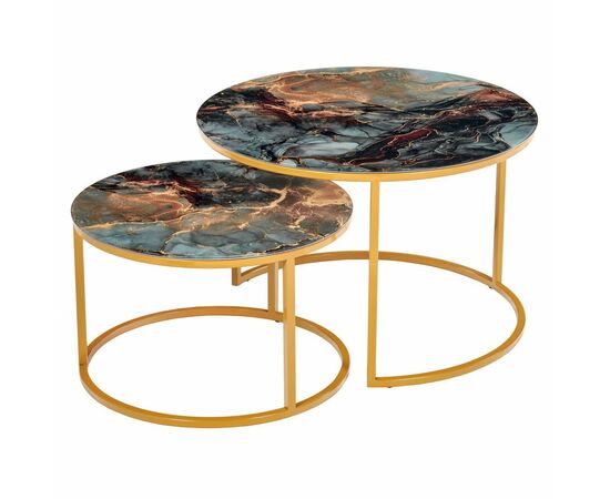 Набор кофейных столиков Tango космический с ножками матовое золото, 2шт | Интернет магазин мебели и декора LifeDekor