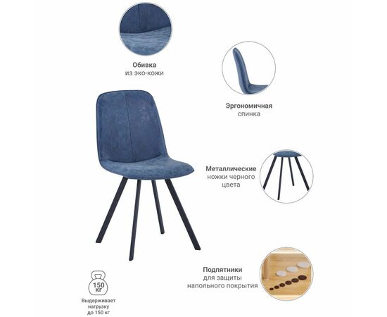 Стул Tom морской синий, Цвет: Синий, изображение 6 | Интернет магазин мебели и декора LifeDekor