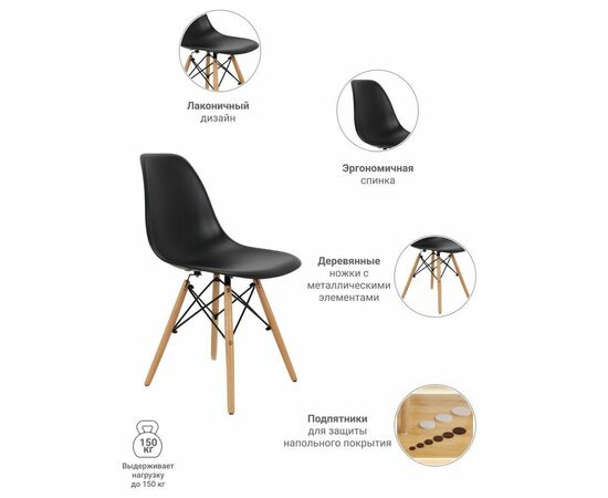 Стул Eames чёрный, Цвет: Черный, изображение 7 | Интернет магазин мебели и декора LifeDekor