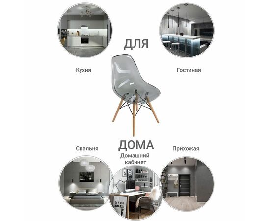 Стул Eames прозрачный серый, Цвет: Светло-серый, изображение 9 | Интернет магазин мебели и декора LifeDekor