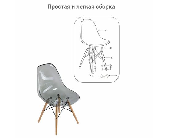 Стул Eames прозрачный серый, Цвет: Светло-серый, изображение 8 | Интернет магазин мебели и декора LifeDekor