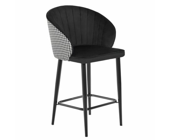 Стул полубарный Paola чёрный с жаккардом | Интернет магазин мебели и декора LifeDekor