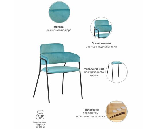 Стул Napoli светло-бирюзовый с чёрными ножками, Цвет: Светло-бирюзовый, изображение 9 | Интернет магазин мебели и декора LifeDekor