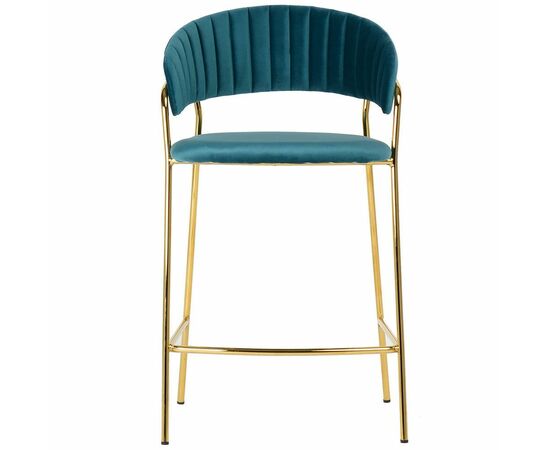 Стул полубарный Turin бирюзовый с золотыми ножками, Цвет: Бирюзовый, изображение 2 | Интернет магазин мебели и декора LifeDekor