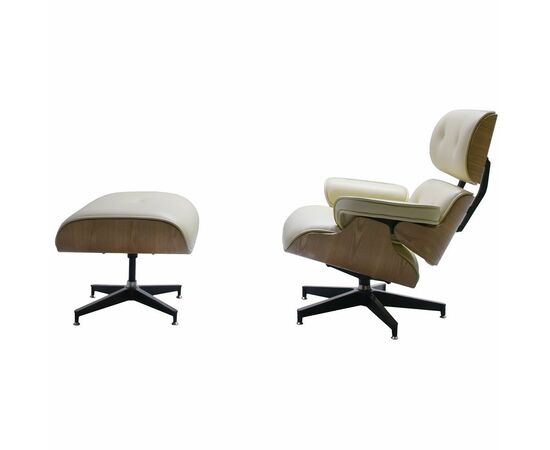 Кресло EAMES LOUNGE CHAIR и оттоманка EAMES LOUNGE CHAIR бежевые, Цвет: Бежевый, изображение 3 | Интернет магазин мебели и декора LifeDekor