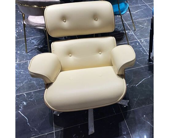 Кресло EAMES LOUNGE CHAIR и оттоманка EAMES LOUNGE CHAIR бежевые, Цвет: Бежевый, изображение 5 | Интернет магазин мебели и декора LifeDekor