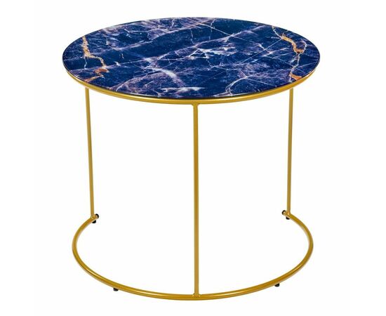 Набор кофейных столиков Tango темно-синий с ножками матовое золото, 2шт, изображение 4 | Интернет магазин мебели и декора LifeDekor