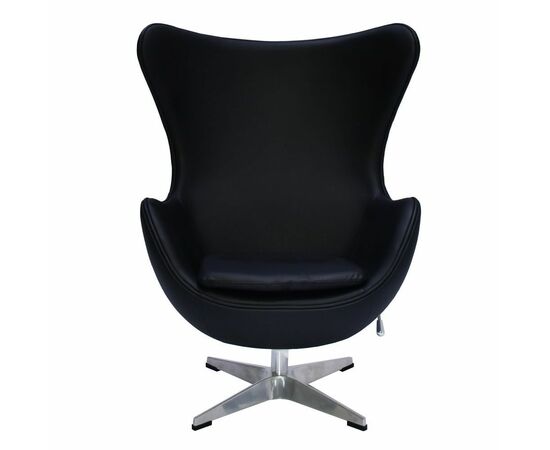 Кресло EGG STYLE CHAIR чёрный, натуральная кожа, изображение 2 | Интернет магазин мебели и декора LifeDekor