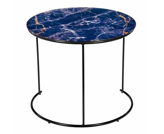 Набор кофейных столиков Tango темно-синий с чёрными ножками, 2шт, изображение 2 | Интернет магазин мебели и декора LifeDekor