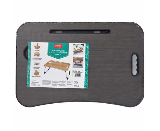 Стол складной с подстаканником «ЛАЙТ», 59,5x39,5x26,4см, мдф, металл, темн. дерево, чёрный, изображение 5 | Интернет магазин мебели и декора LifeDekor