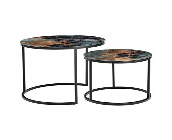 Набор кофейных столиков Tango космический с чёрными ножками, 2шт, изображение 2 | Интернет магазин мебели и декора LifeDekor