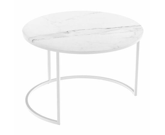Набор кофейных столиков Tango белый мрамор с белыми ножками, 2шт, изображение 4 | Интернет магазин мебели и декора LifeDekor