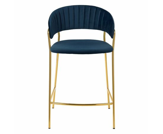 Стул полубарный Turin синий с золотыми ножками, изображение 2 | Интернет магазин мебели и декора LifeDekor