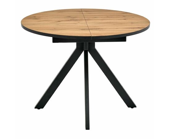 Стол Rudolf круглый раскладной 100-130x100x75см, Дуб Вотан, чёрный, изображение 2 | Интернет магазин мебели и декора LifeDekor