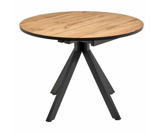 Стол Rudolf круглый раскладной 100-130x100x75см, Дуб Вотан, чёрный, изображение 3 | Интернет магазин мебели и декора LifeDekor