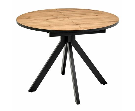 Стол Rudolf круглый раскладной 100-130x100x75см, Дуб Вотан, чёрный | Интернет магазин мебели и декора LifeDekor