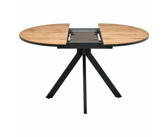 Стол Rudolf круглый раскладной 100-130x100x75см, Дуб Вотан, чёрный, изображение 5 | Интернет магазин мебели и декора LifeDekor